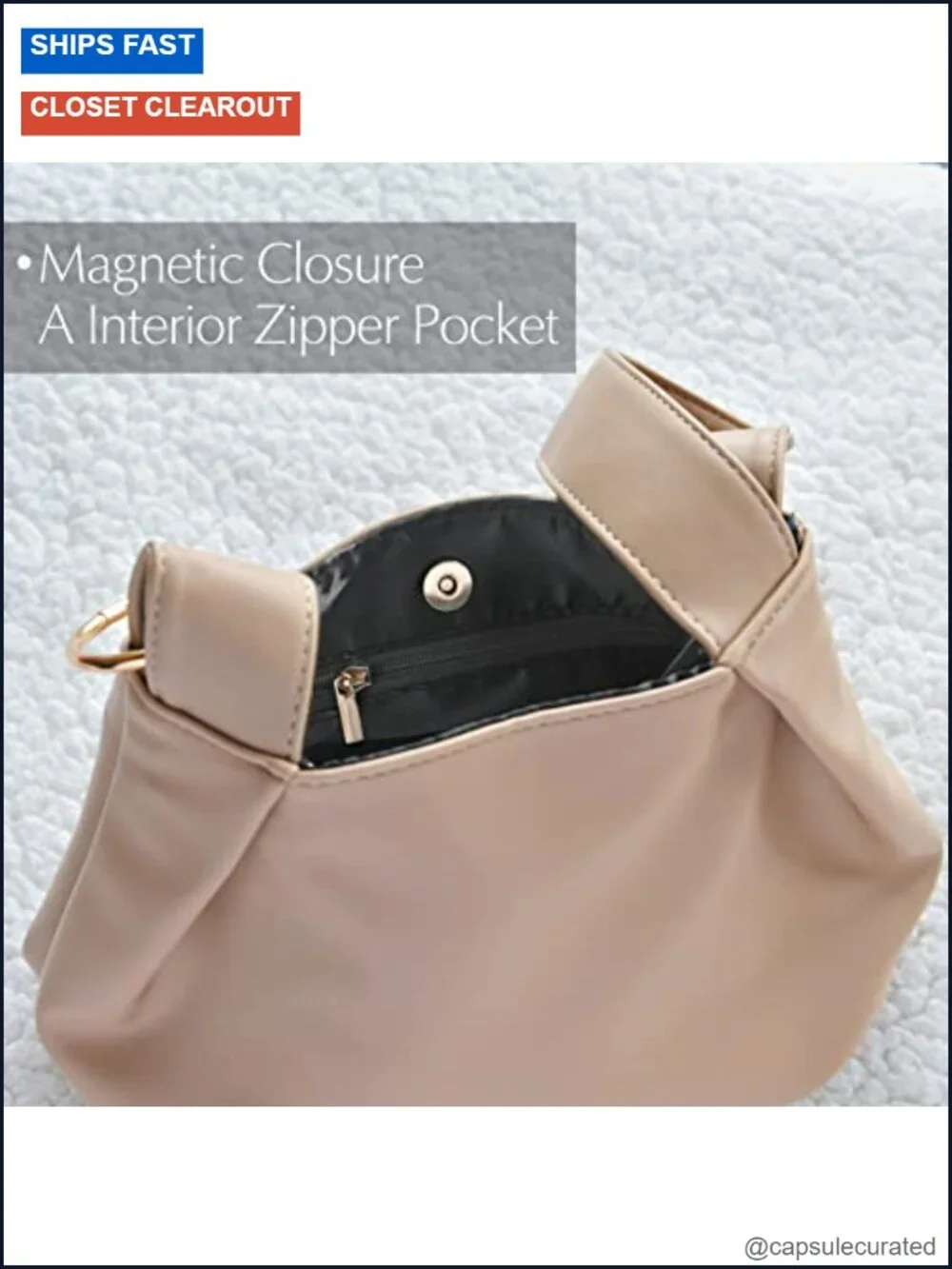 Vegan Leather Hobo Top Handle Bag Small Tote Purse Clutch